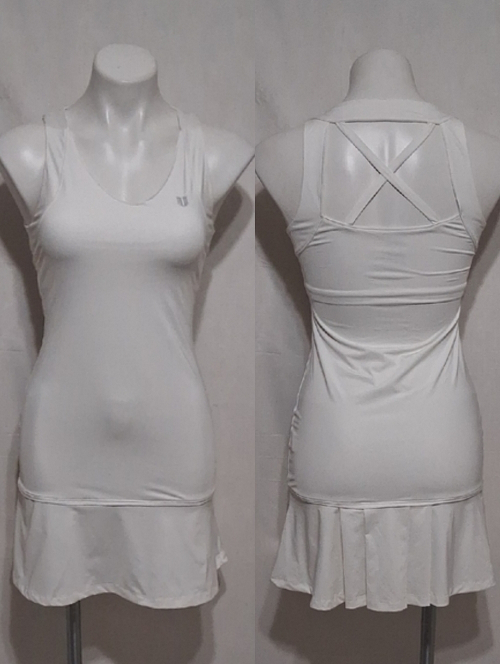 EleVen Venus Williams White Criss Cross Back Tennis Dress Small UPF 50 Active